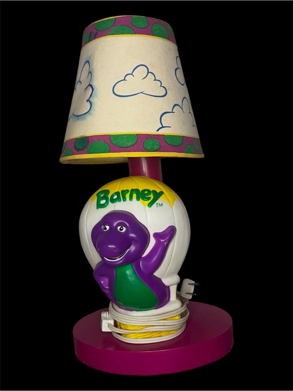 Vintage Barney Table Lamp in Purple, Green, Yellow, Pink